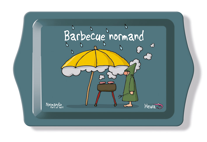 🌧️ Plateau métal “Barbecue normand” – Humour 100 % local