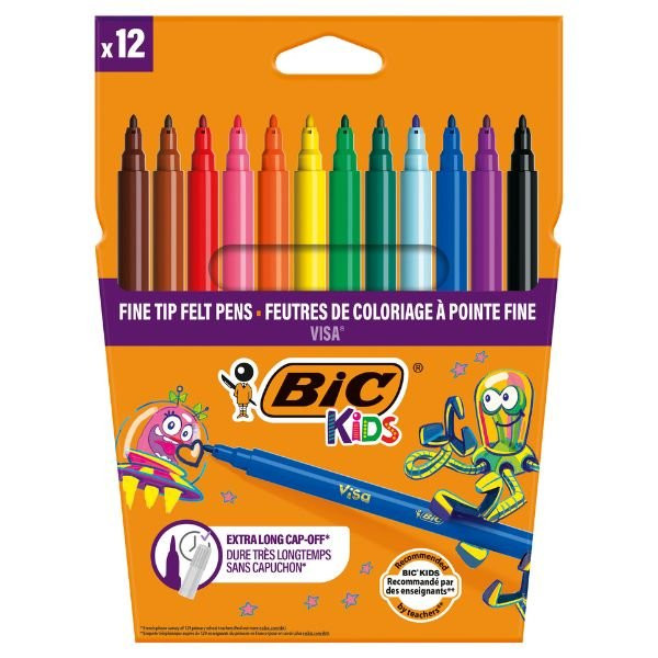 🖍️ Pochette de 12 feutres de dessin Visa 880 – BIC Kids