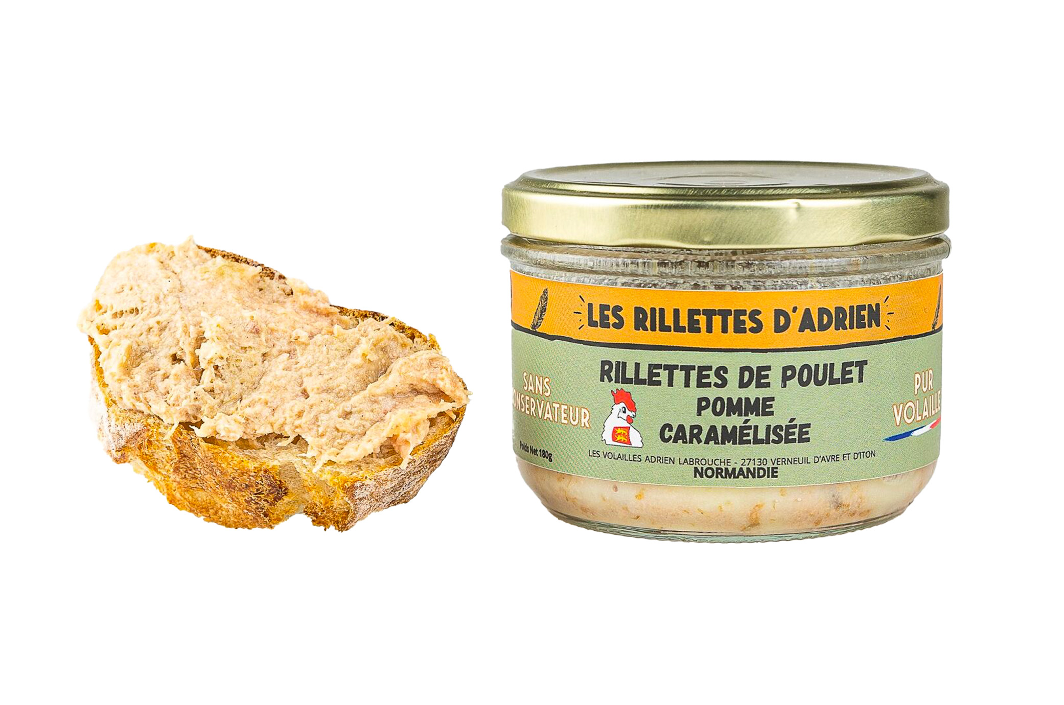 Rillettes de poulet pomme caramélisée de Normandie - Adrien & Cie
