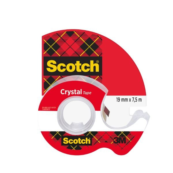 📎 Ruban Adhésif Scotch Crystal Transparent – 19 mm × 7,5 m – Avec Dévidoir