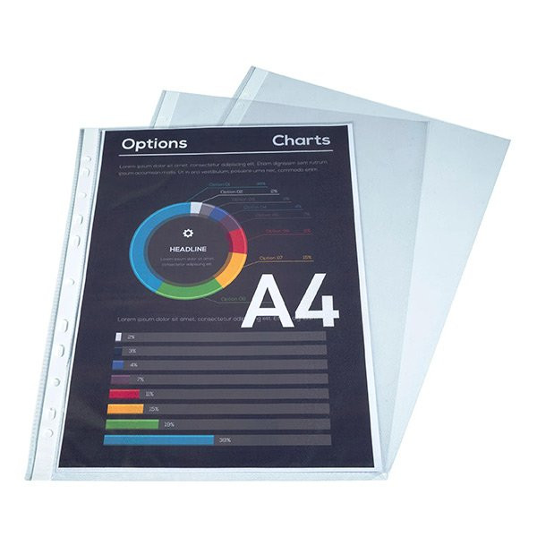📄 Sachet de 100 pochettes perforées grainées A4 – Polypropylène 4/100e – Exacompta