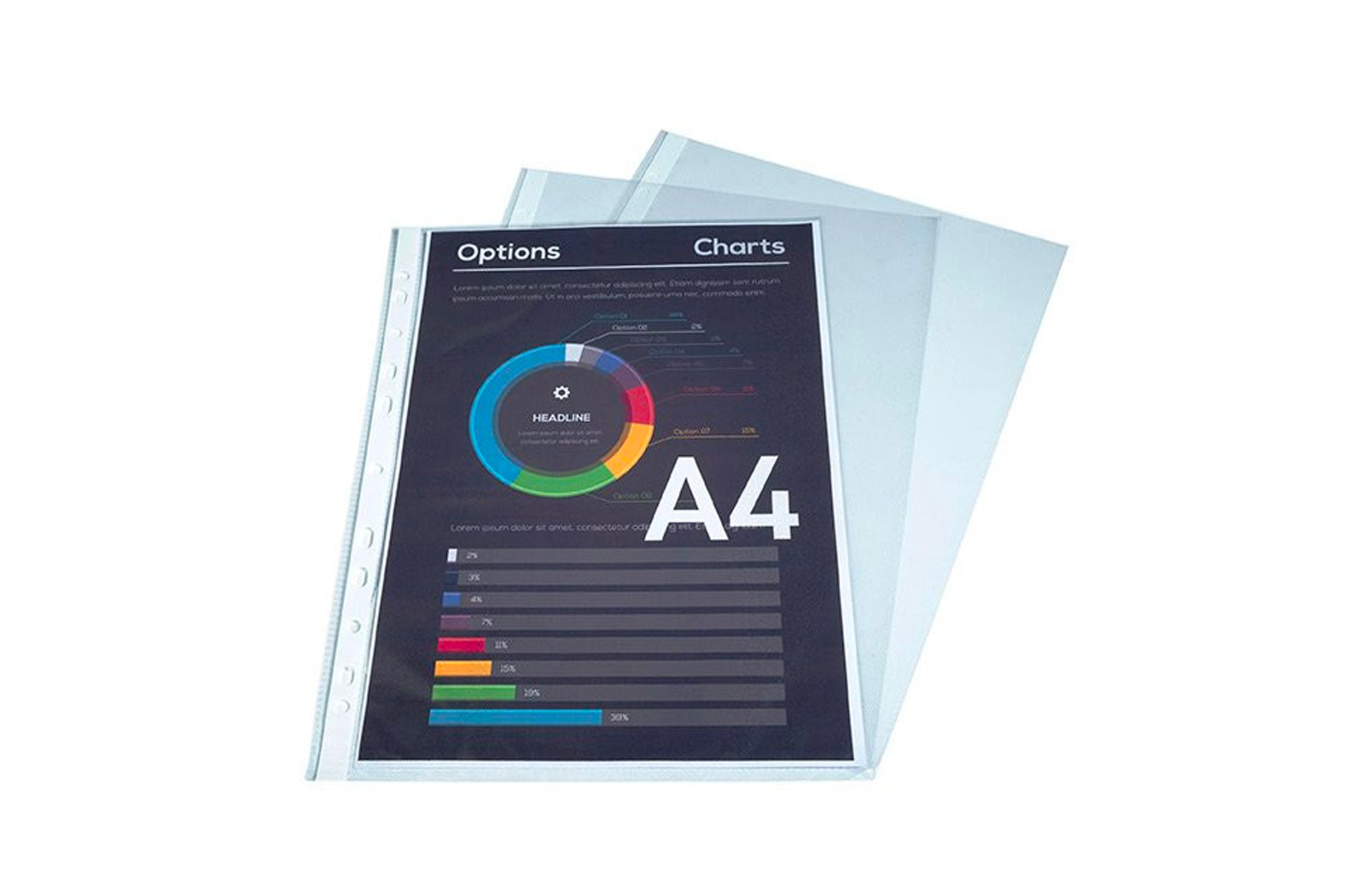 📄 Sachet de 100 pochettes perforées grainées A4 – Polypropylène 4/100e – Exacompta