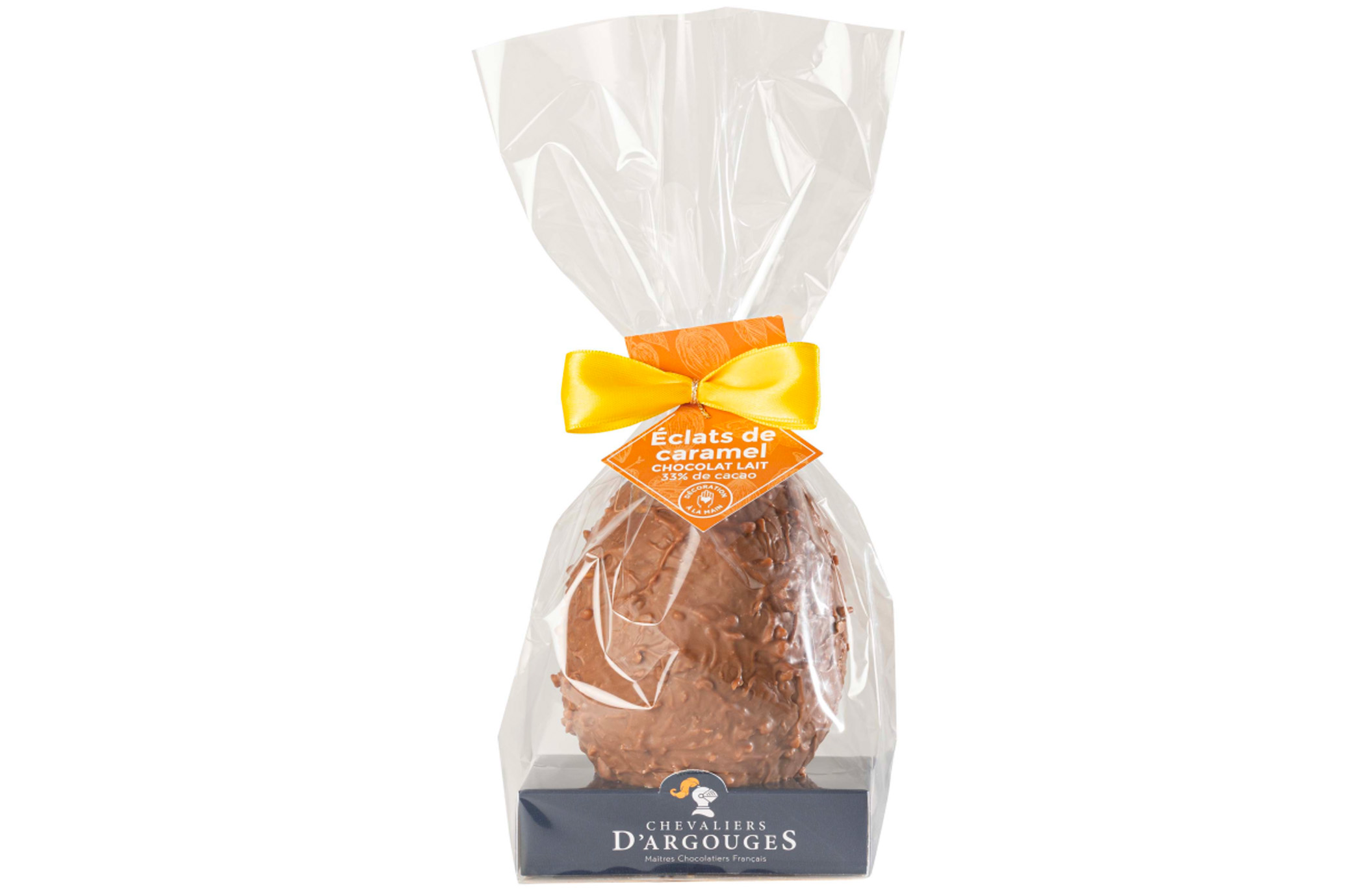 SACHET OEUF CHOCOLAT AU LAIT ECLATS DE CARAMEL 110G