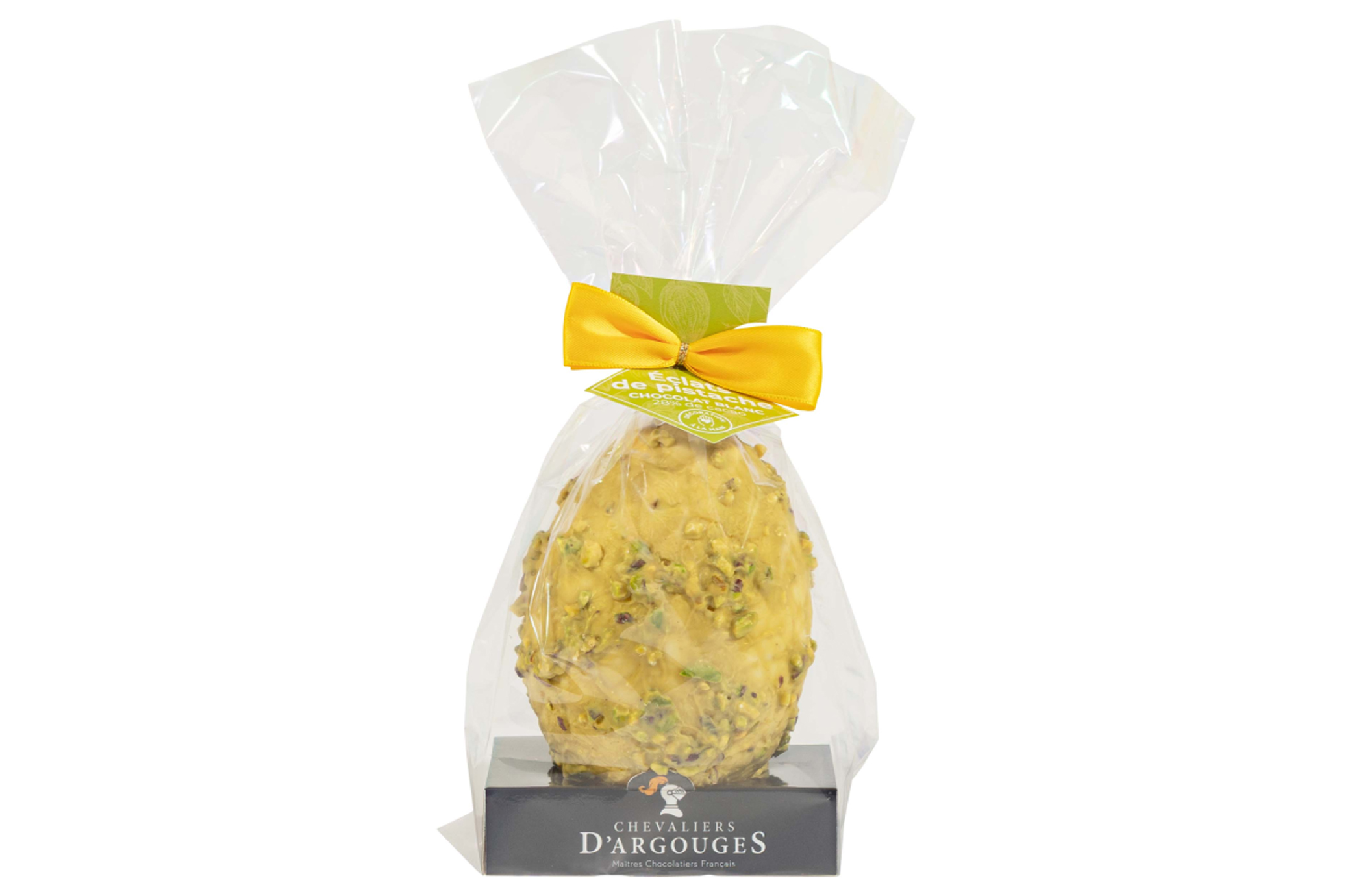 SACHET OEUF CHOCOLAT BLANC ECLATS DE PISTACHES 115G