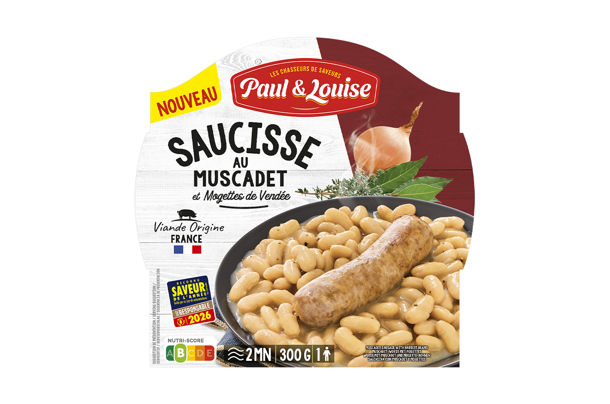 Saucisse au Muscadet et mogettes de vendée (300g) – Paul et Louise
