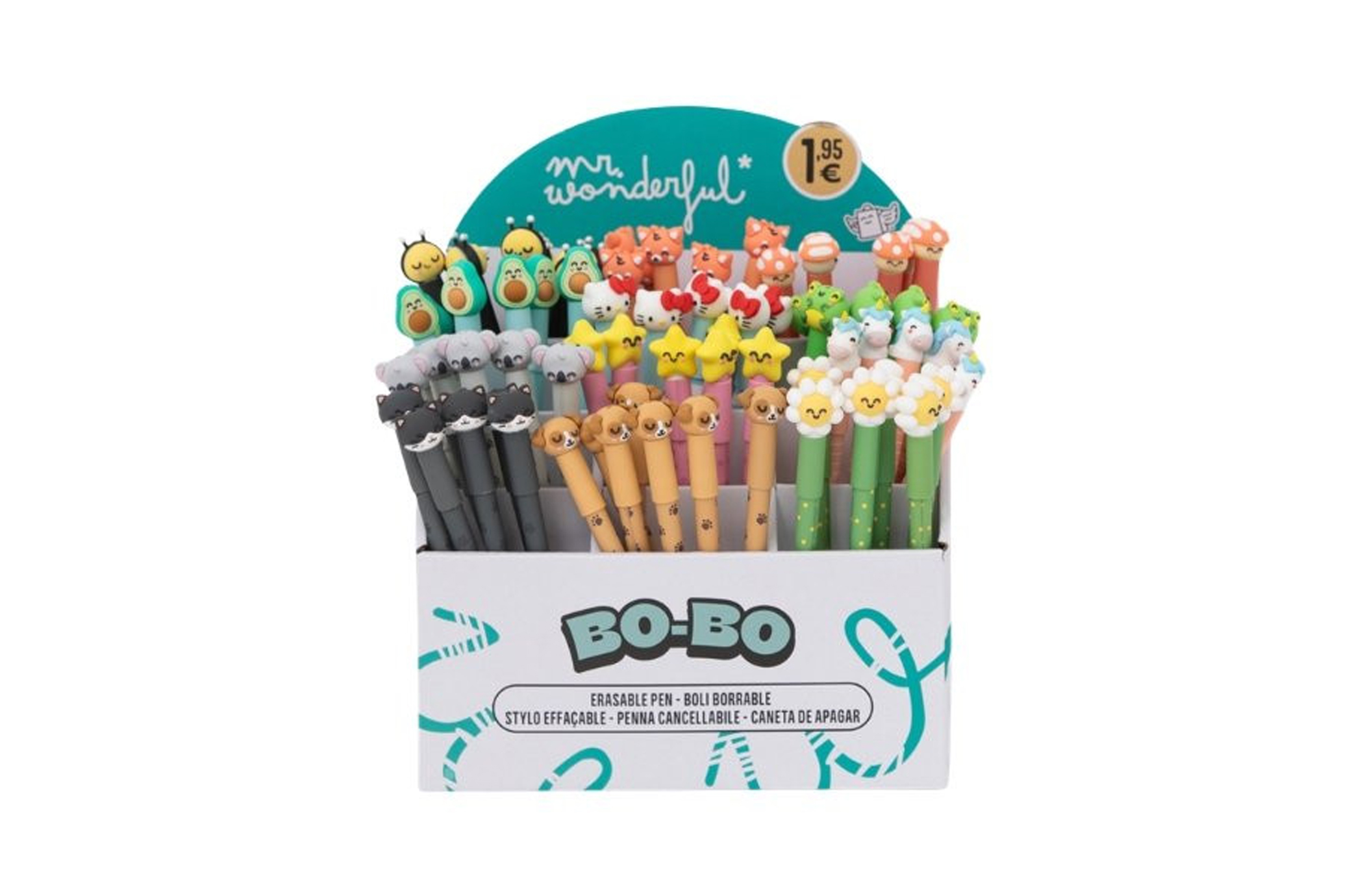 🖊️ Stylos Effaçables Bo-Bo – Mr. Wonderful – Personnages à Collectionner