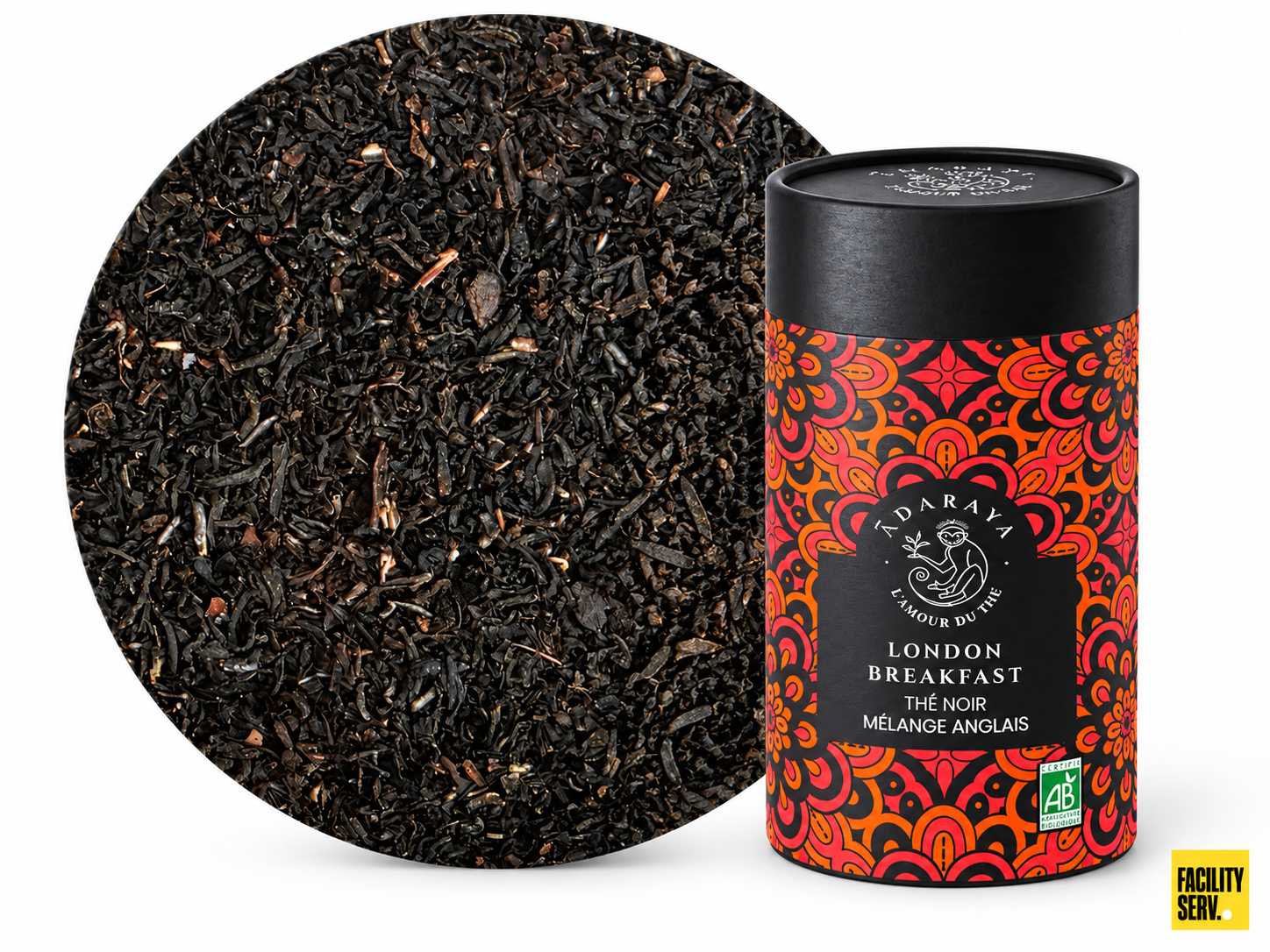 Thé noir bio London Breakfast — Boîte premium 100 g — Adaraya