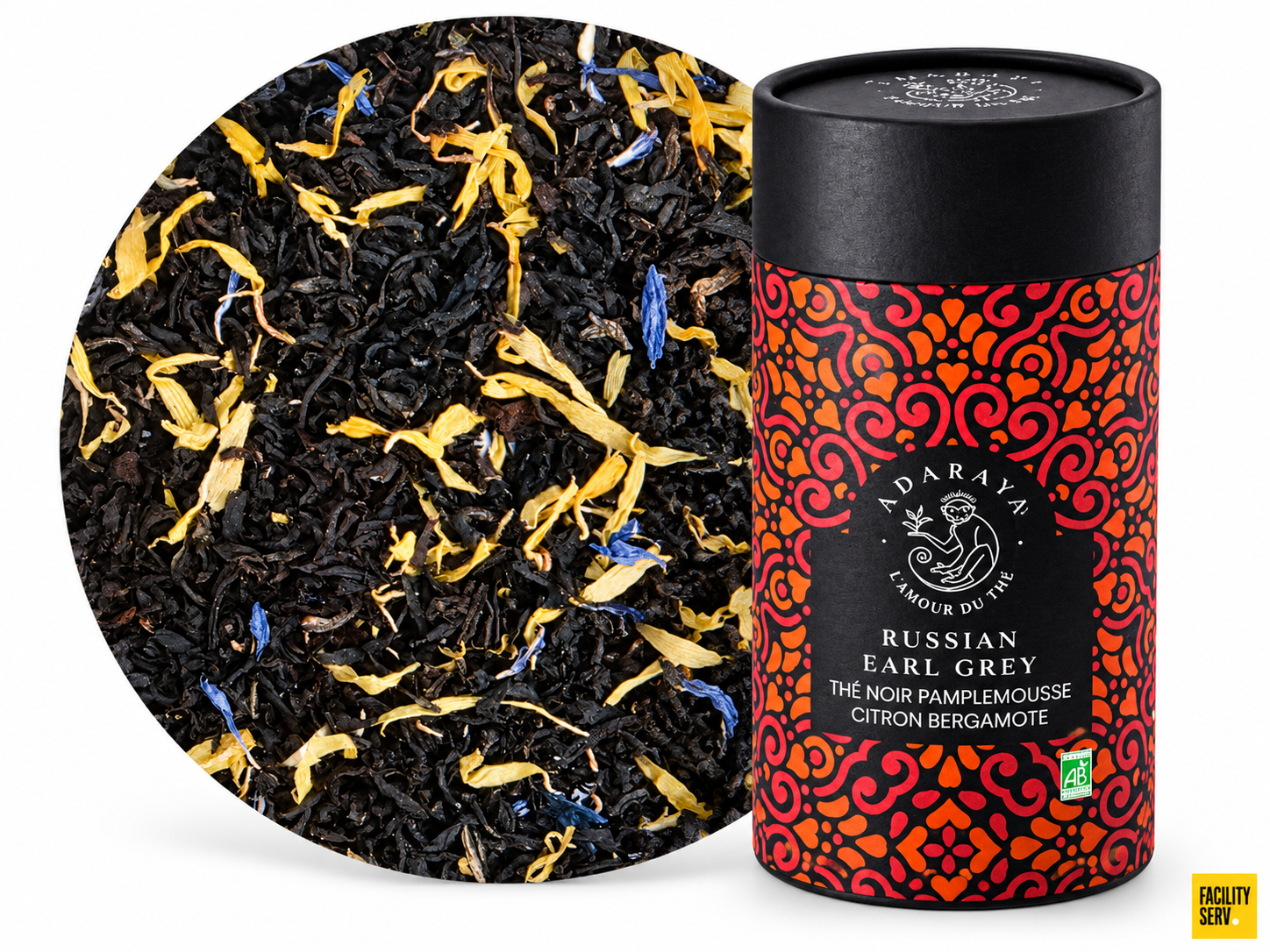 Thé noir bio Russian Earl Grey — Boîte premium 100 g — Adaraya