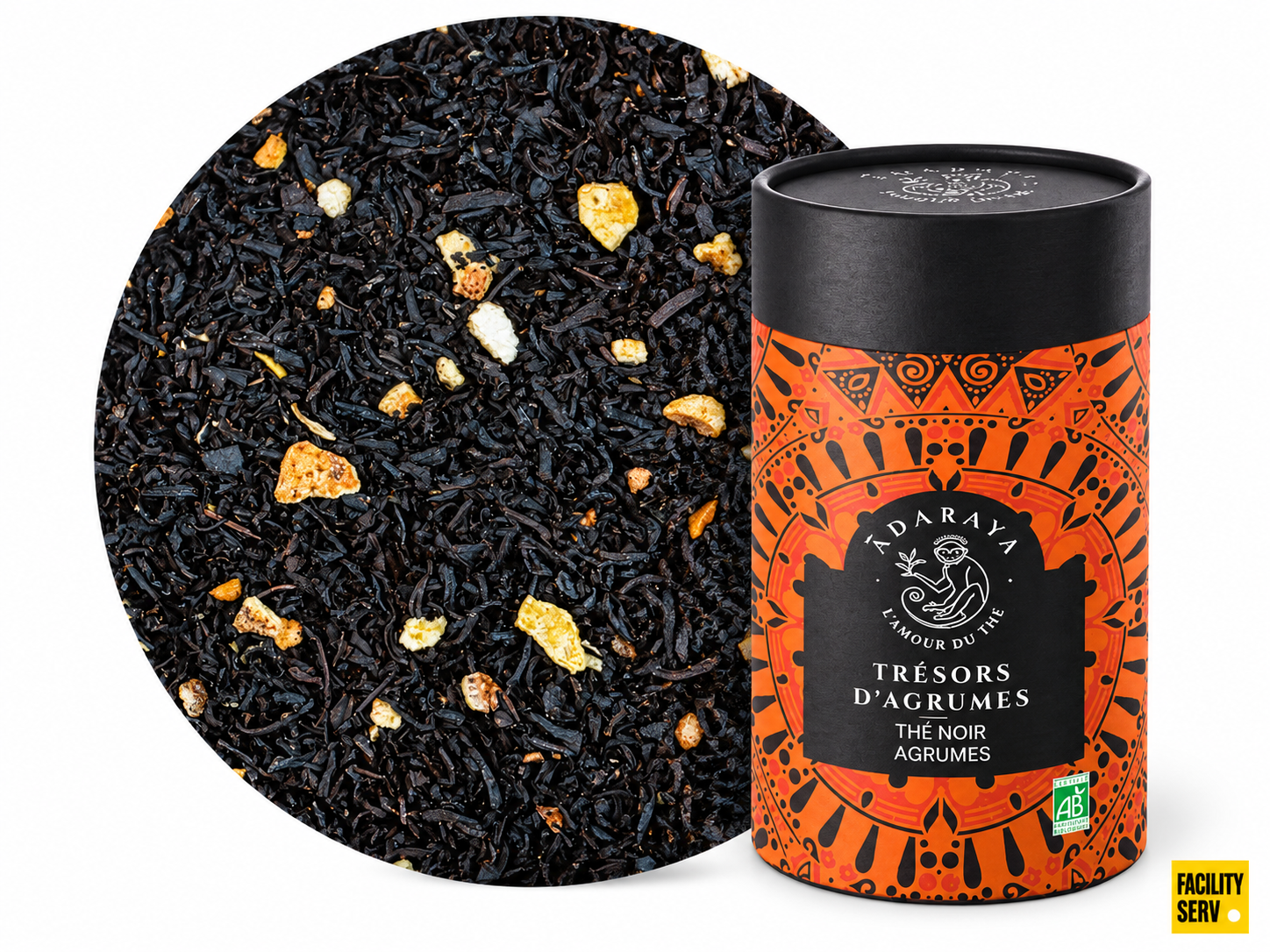 Thé noir Trésors d’Agrumes bio — Boîte premium 100 g — Adaraya