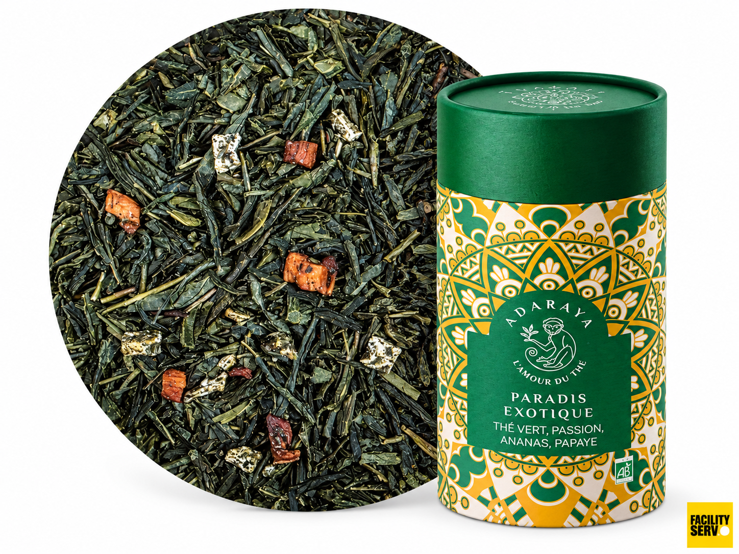 Thé vert Paradis Exotique bio — Boîte premium 100 g — Adaraya