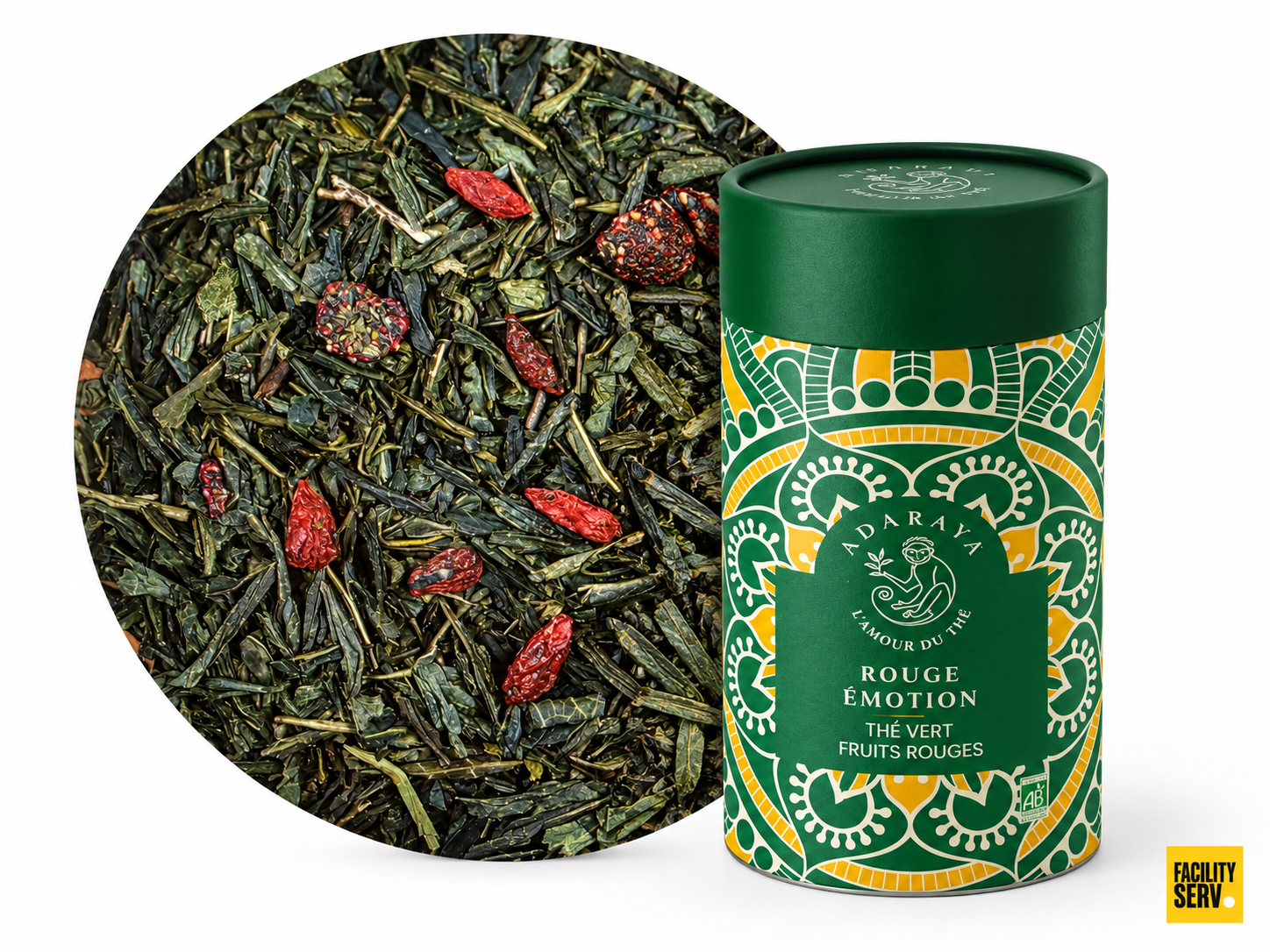 Thé vert Rouge Émotion bio — Boîte premium 100 g — Adaraya