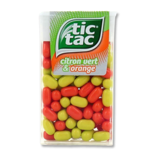 Tic Tac Orange & Citron Vert – Pastilles Fruitées – 18 g
