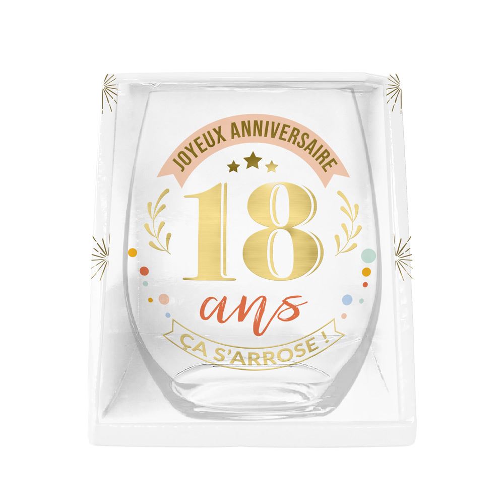 Verre « Joyeux Anniversaire – 18 ans – Ça s’arrose ! »