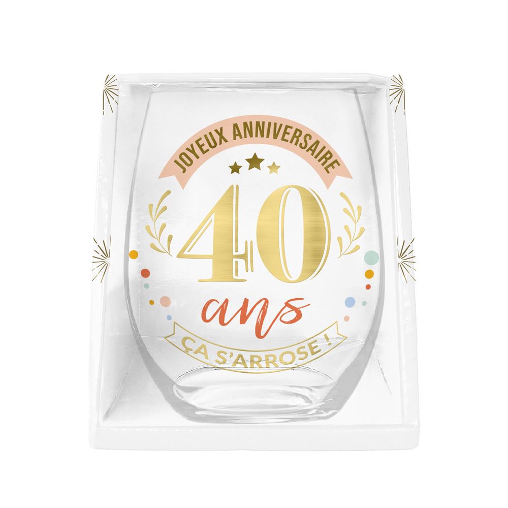 Verre « Joyeux Anniversaire – 40 ans – Ça s’arrose ! »