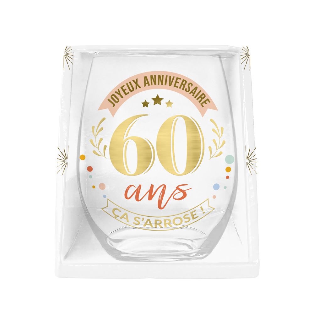 Verre « Joyeux Anniversaire – 60 ans – Ça s’arrose ! »