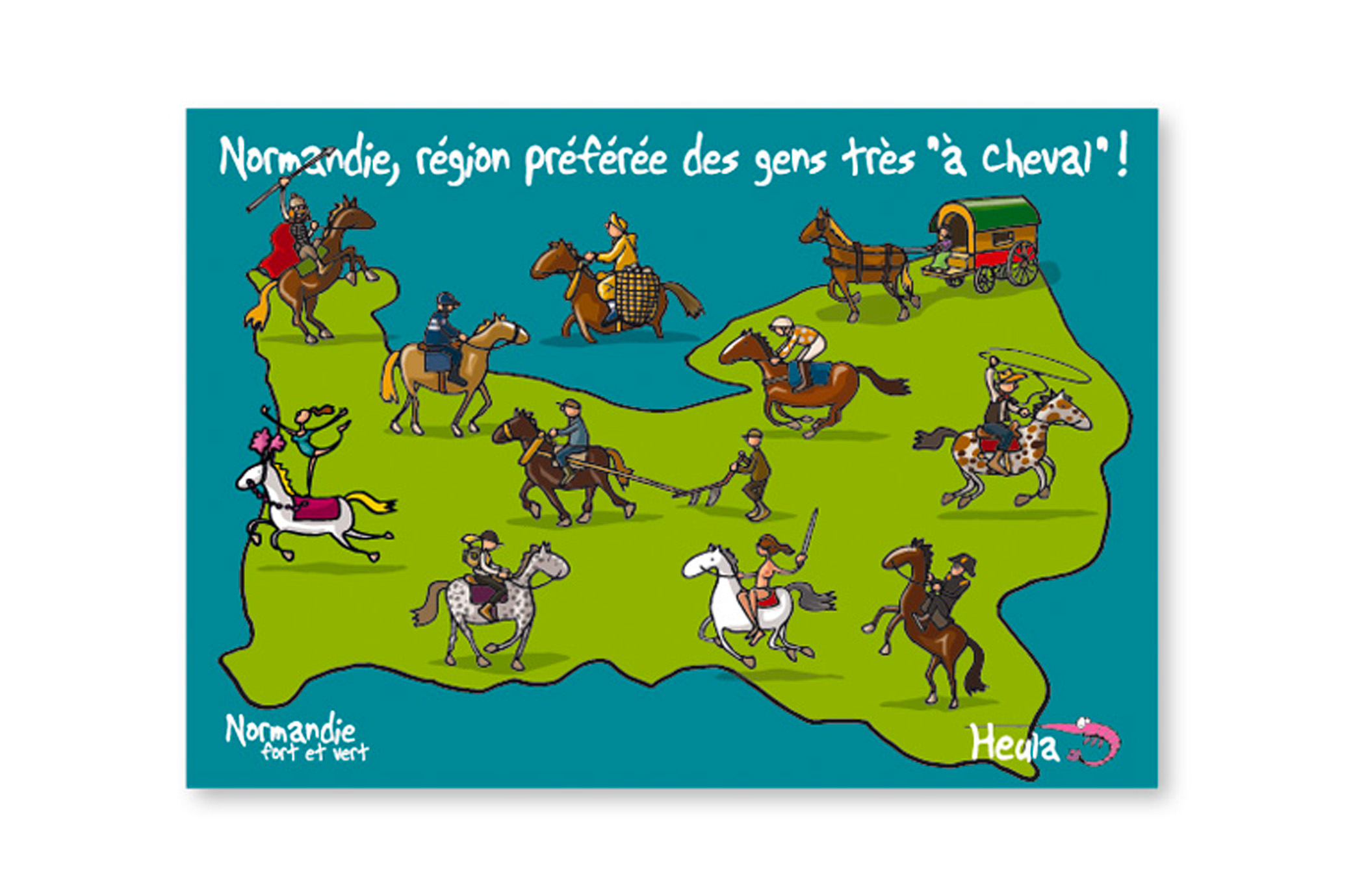Carte Postale "Très à Cheval"